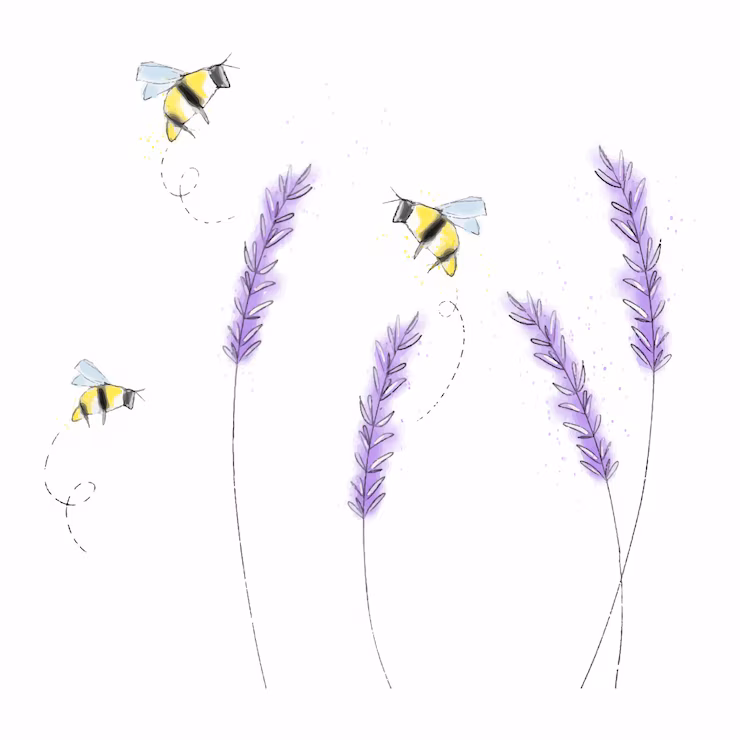 vector illustration lavender bee watercolor 341269 1572